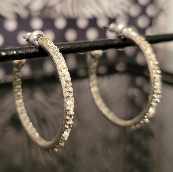Vintage Cubic Zirconia Hoop Earrings - Picture 1 of 2